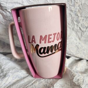 La Mejor Mamá Pink Ceramic Mug with Gold Script